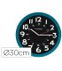 Reloj q connect de pared plastico oficina redondo 30 cm color azul y esfera color negro