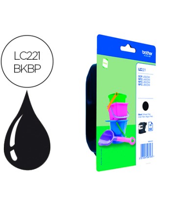 Ink jet brother lc221bk dcp j562dw mfc j480dw 680dw 880dw negro 260 paginas