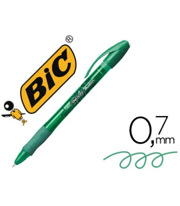 Boligrafo bic gelocity illusion borrable verde punta de 07 mm