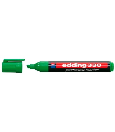 Rotulador edding marcador permanente 330 verde punta biselada 1 5 mm recargable