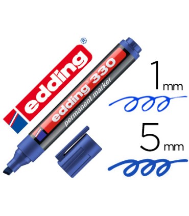 Rotulador edding marcador permanente 330 azul punta biselada 1 5 mm recargable