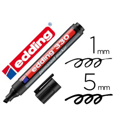 Rotulador edding marcador permanente 330 negro punta biselada 1 5 mm recargable