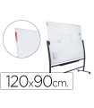 Pizarra blanca rocada vitrificada magnetica con soporte volteable doble cara 90x120 cm