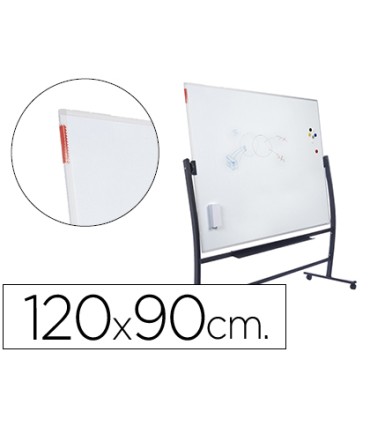 Pizarra blanca rocada lacada magnetica con soporte volteable doble cara 90x120 cm