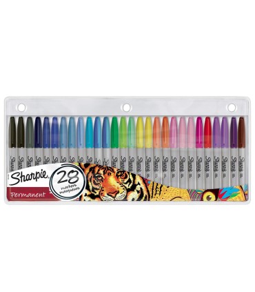 Rotuladores sharpie permanente punta fina blister de 28 unidades colores surtidos