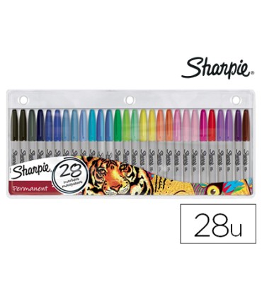 Rotuladores sharpie permanente punta fina blister de 28 unidades colores surtidos