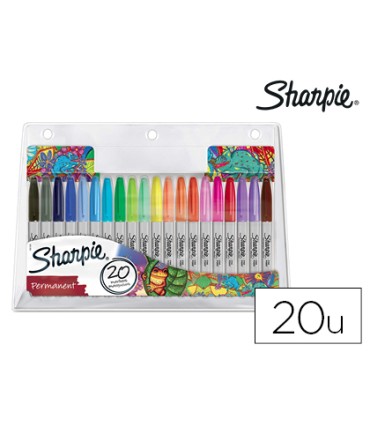 Rotuladores sharpie permanente punta fina blister de 20 unidades colores surtidos