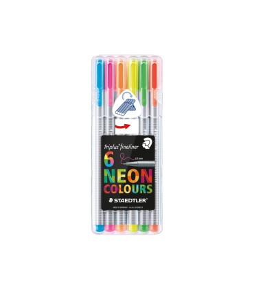 Rotulador staedtler triplus neon colours estuche de 6 unidades colores surtidos