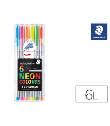 Rotulador staedtler triplus neon colours estuche de 6 unidades colores surtidos