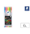 Rotulador staedtler triplus neon colours estuche de 6 unidades colores surtidos