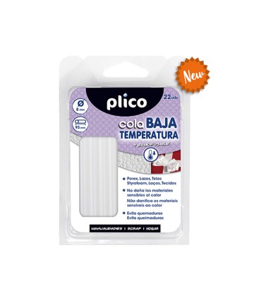 Barra termofusible plico cola baja temperatura 8 mm de diametro x 95 mm de alto blister de 22 unidades