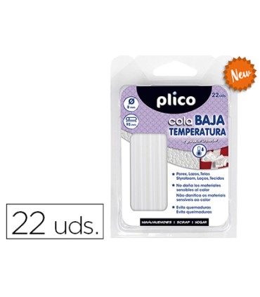 Barra termofusible plico cola baja temperatura 8 mm de diametro x 95 mm de alto blister de 22 unidades