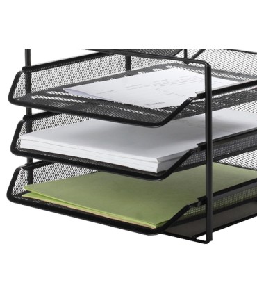 Bandeja clasificadora sobres q connect kf17296 metalica rejilla negra 3 bandejas 300x350x420 mm