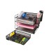 Organizador sobremesa q connect kf17291 bandeja metalica rejilla negra con 6 departamentos 235x183x65 mm