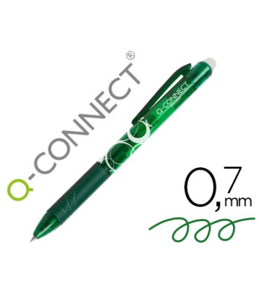 Boligrafo q connect retractil borrable 07 mm color verde