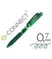 Boligrafo q-connect retractil borrable 0,7 mm color verde