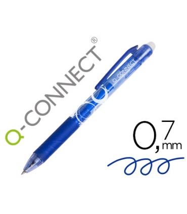 Boligrafo q connect retractil borrable 07 mm color azul