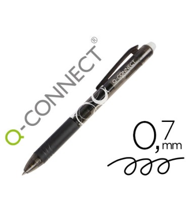 Boligrafo q connect retractil borrable 07 mm color negro