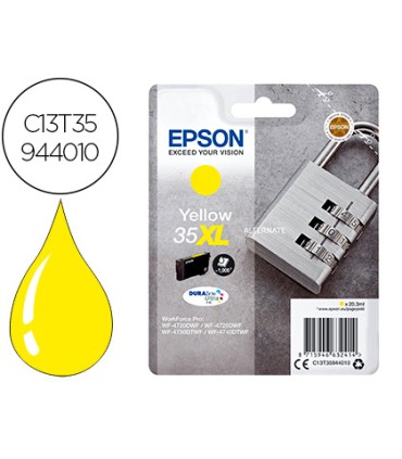 Ink jet epson 35xl t3594 pro wf 4720dwf 4725dwf 4730dtwf 4740dtwf amarillo alta capacidad 1900 paginas