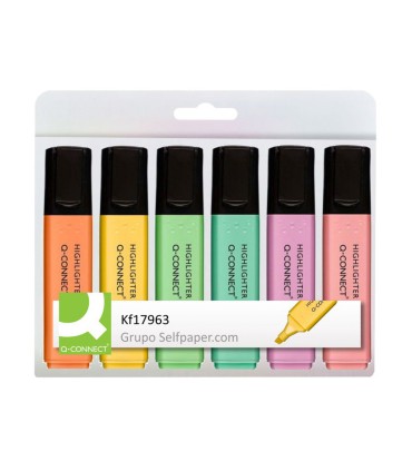 Rotulador q connect fluorescente pastel punta biselada estuche de 6 unidades colores surtidos