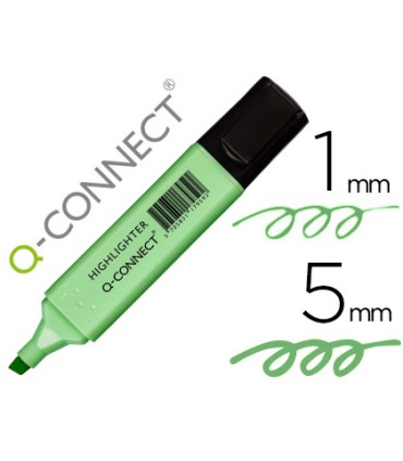 Rotulador q connect fluorescente pastel verde punta biselada