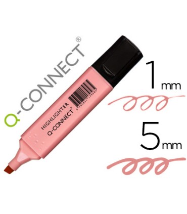 Rotulador q connect fluorescente pastel rosa punta biselada