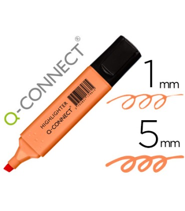 Rotulador q connect fluorescente pastel naranja punta biselada