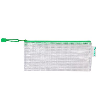 Bolsa multiusos tarifold pvc 250x115 mm apertura superior con cremallera portaboligrafo y correa color verde