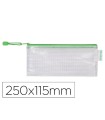 Bolsa multiusos tarifold pvc 250x115 mm apertura superior con cremallera portaboligrafo y correa color verde