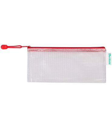 Bolsa multiusos tarifold pvc 250x115 mm apertura superior con cremallera portaboligrafo y correa color rojo