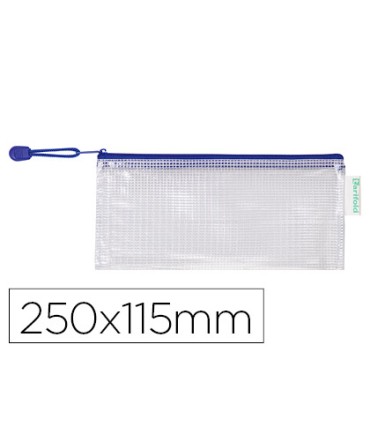 Bolsa multiusos tarifold pvc 250x115 mm apertura superior con cremallera portaboligrafo y correa color azul