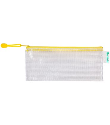 Bolsa multiusos tarifold pvc 250x115 mm apertura superior con cremallera portaboligrafo y correa color amarillo