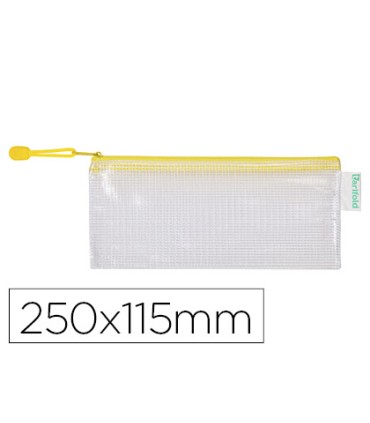 Bolsa multiusos tarifold pvc 250x115 mm apertura superior con cremallera portaboligrafo y correa color amarillo