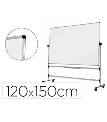 Pizarra blanca bi office blanca de acero vitrifricado volteable doble cara 120x150 cm