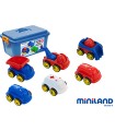 Juego didactico miniland con 10 vehiculos profesionales flexibles para trabajar la educacion vial