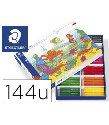 Rotulador staedtler color jumbo trazo 3 mm school pack de 144 unidades colores surtidos 12 x color