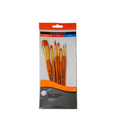 Pinceles daler rowney simply art sintentico mango corto dorado blister de 7 unidades