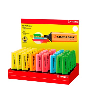 Rotulador stabilo boss fluorescente 70 expositor de 45 unidades colores surtidos