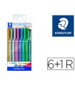 Rotulador staedtler metalico 8323 blister de 6 unidades colores surtidos + 1 rotulador calibrado 308 c2-9