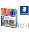 Rotulador staedtler doble punta de fibra 3200 estuche de 72 unidades colores surtidos