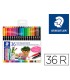 Rotulador staedtler permanente doble punta 3187 estuche de 36 unidades colores surtidos