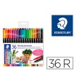 Rotulador staedtler permanente doble punta 3187 estuche de 36 unidades colores surtidos