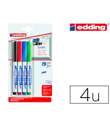 Rotulador edding para pizarra blanca 661 punta redonda 1 2 mm blister de 4 unidades colores surtidas