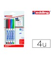 Rotulador edding para pizarra blanca 661 punta redonda 1-2 mm blister de 4 unidades colores surtidas