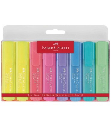 Rotulador faber fluorescente 1546 color pastel estuche 8 unidades surtidas