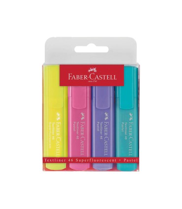 Rotulador faber fluorescente 1546 color pastel estuche 4 unidades colores surtidos