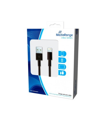 Cable usb 20 a apple lightning mediarange usb 20 longitud de cable 1 mt negro