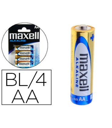 Pila maxell alcalina 15 v tipo aa lr06 blister de 4 unidades