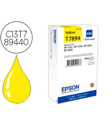 Ink jet epson t7894xxl wf 5110 5190 5620 5690 amarillo alta capacidad