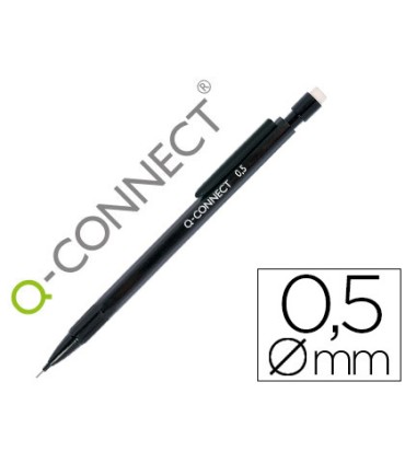 Portaminas q connect 05 mm con 3 minas cuerpo negro con clip negro